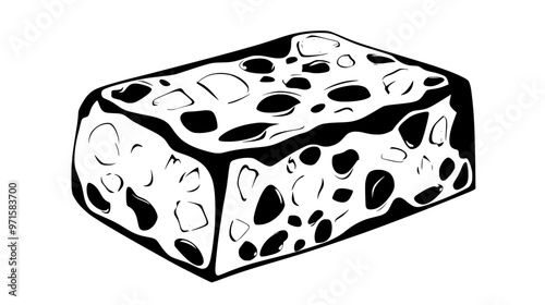 Piece of soft nougat with smooth texture and visible nut fragments, vector illustration art