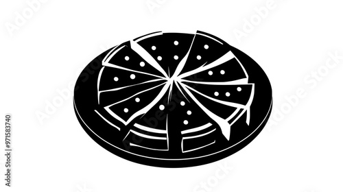 Multiple halva slices arranged in a circular pattern on a plate, vector illustration art