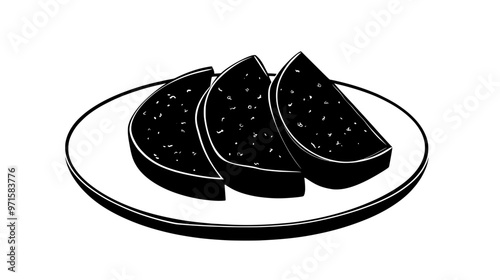 Halva slices arranged in a semicircular formation on a plate, vector illustration art