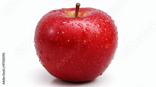 red apple with water drops