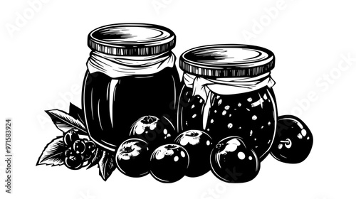 Preserved fruit mixture, cooked until thick, often used as a spread or filling, vector illustration art