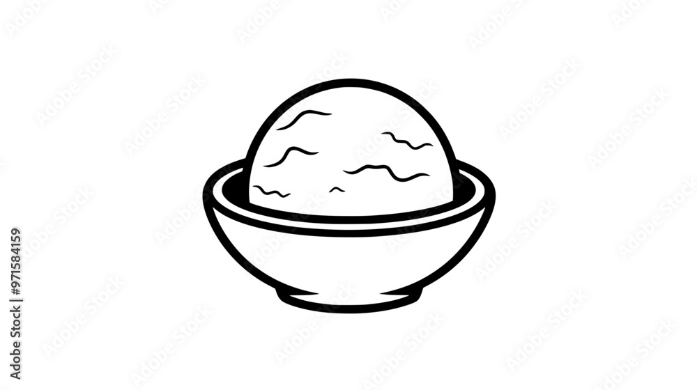 Dairy-free ice cream scoop in a small dish on a flat surface with no toppings, vector illustration art Dairy-free ice cream scoop in a small dish on a flat surface with no toppings, vector illustration art