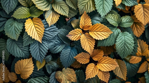 Abstract leaves background, a pattern that mimics nature's textures. Colorful plant texture, a representation of leaf design.