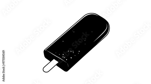 A single artisanal popsicle lying flat on a smooth countertop with no extra elements or decorations nearby, vector illustration art