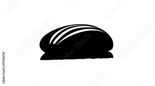 Single loaf of bread with a slightly curved top on a reflective background, vector illustration art