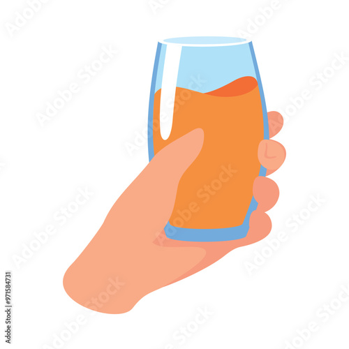 Glass with Cocktail Drink in Hand Vector Illustration