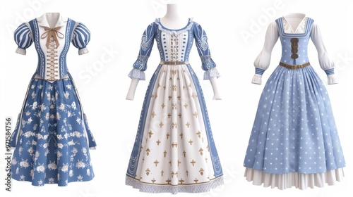 Dirndl with classic Bavarian patterns, traditional Bavarian dress, cultural attire, elegant outfit