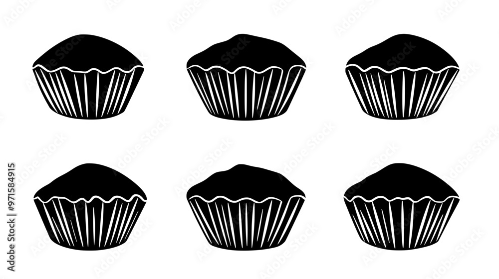 Six madeleines in a circular formation, evenly spaced, no elements, vector illustration art Six madeleines in a circular formation, evenly spaced, no elements, vector illustration art