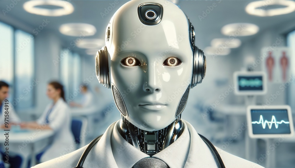 Advanced AI Robot Doctor in Modern Medical Facility with Healthcare Technology Advanced AI Robot Doctor in Modern Medical Facility with Healthcare Technology