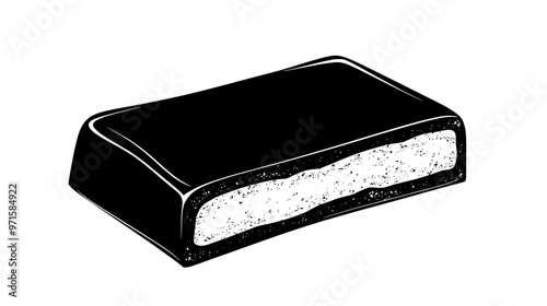 Slice of marzipan revealing firm, cohesive texture and uniform consistency throughout, vector illustration art