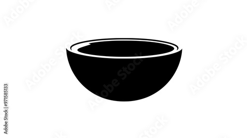 Small glass bowl with sauce, centered on a dining table, vector illustration art
