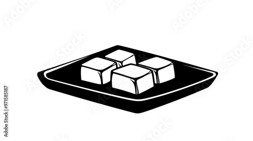 Small serving of nut-based sweets on a rectangular wooden tray, vector illustration art