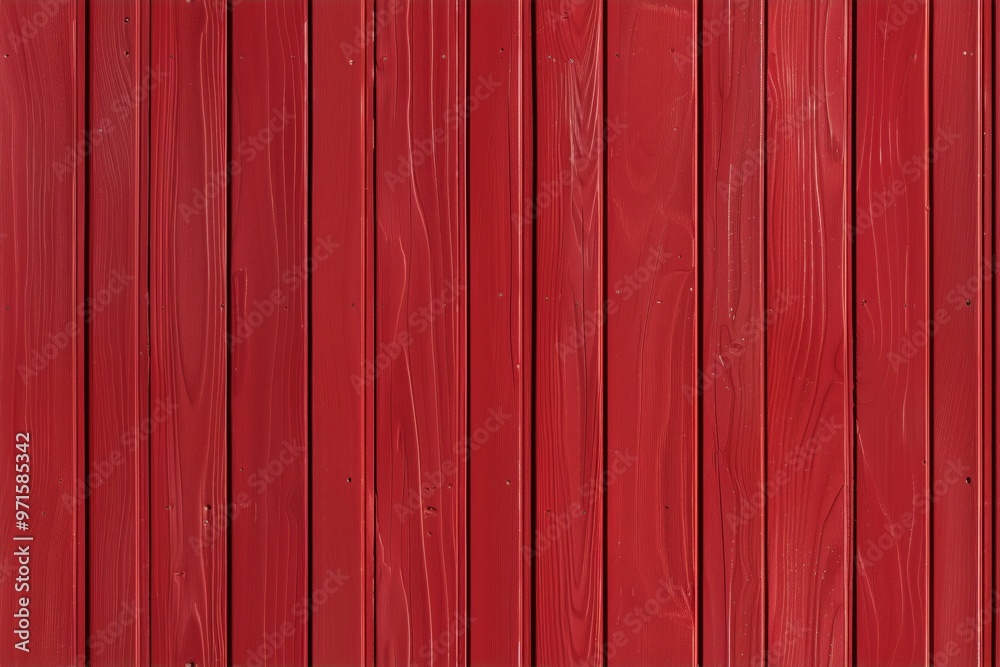 Fototapeta premium Red wooden panel wall with vertical planks, showcasing the texture and grain of the wood.