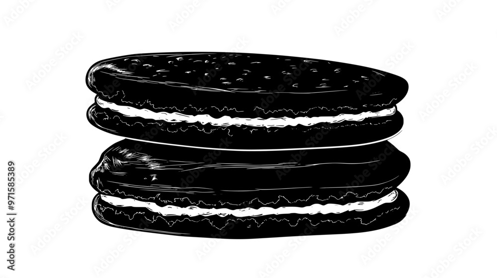 Stack of three biscotti placed vertically with no additional elements, vector illustration art
