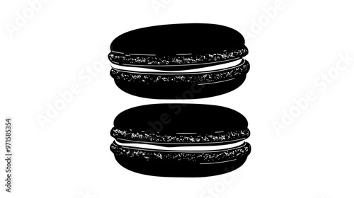 Stack of three macarons placed vertically, no additional textures, vector illustration art