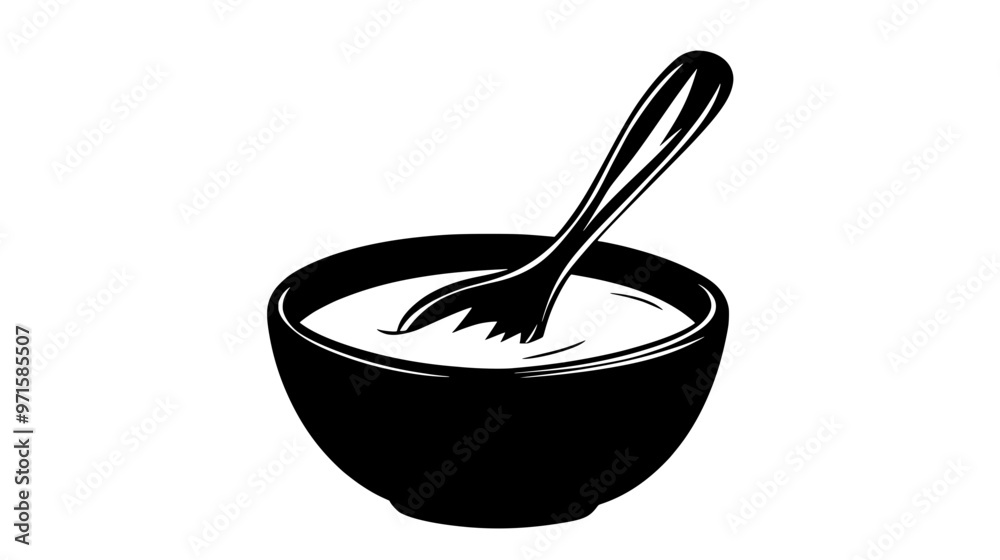 Thickened, cooked mixture of milk and eggs, used as a filling or dessert base, vector illustration art Thickened, cooked mixture of milk and eggs, used as a filling or dessert base, vector illustration art