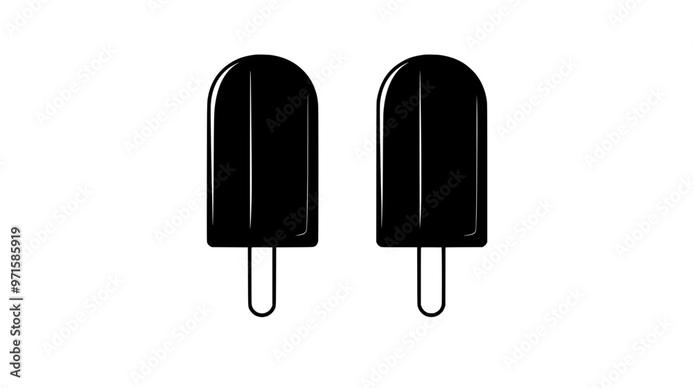 Two popsicles side by side on a clean surface with no additional elements nearby, vector illustration art Two popsicles side by side on a clean surface with no additional elements nearby, vector illustration art