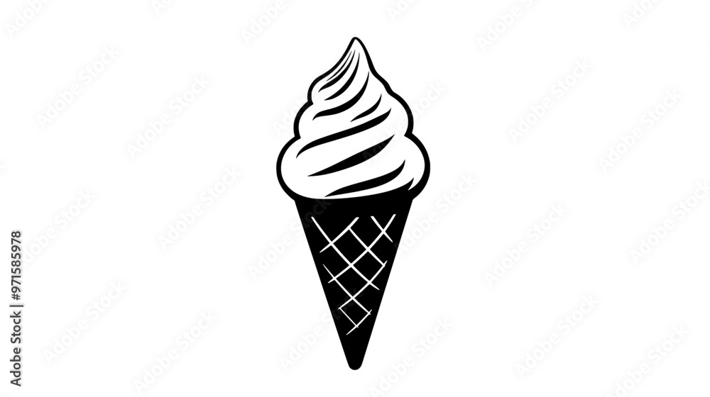 Dairy-free ice cream in a waffle cone standing on a countertop with no toppings, vector illustration art Dairy-free ice cream in a waffle cone standing on a countertop with no toppings, vector illustration art