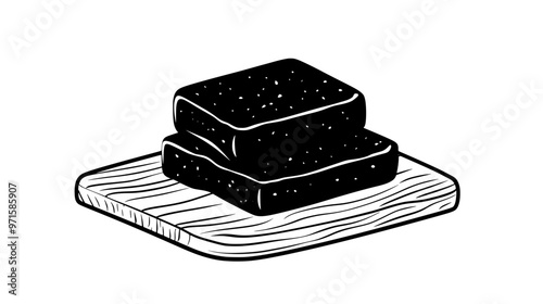 Two fruit bars stacked neatly on a wooden cutting board with no additional decorations, vector illustration art