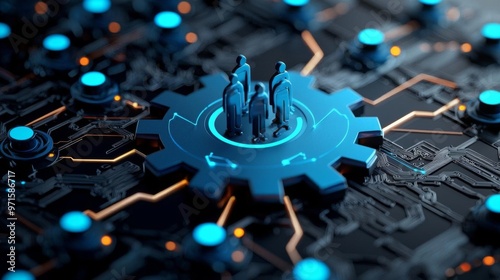 Strategic workforce management, HR executives planning, 3D illustration