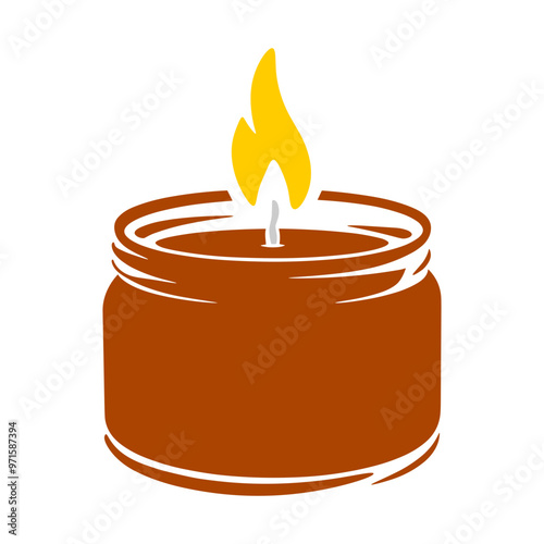 illustration of burning candle in a jar