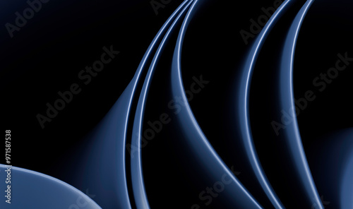 Abstract Dark Blue Sculpture with Fluid, Wavy Forms