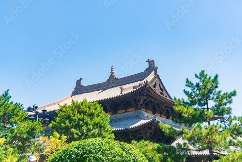 Beautiful scenery of Huayan Temple in Datong, Shanxi, China on a sunny summer day photo