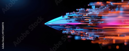 A dynamic burst of color and light creates a futuristic vibe, symbolizing speed, innovation, and technology in a digital world.