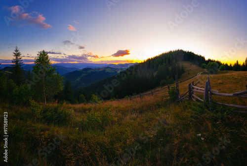 sunset in the mountains