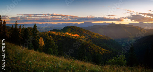 panorama of the mountains sunset 