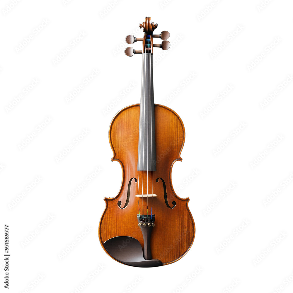 Wooden violin with fine craftsmanship isolated on transparent background representing classical music Wooden violin with fine craftsmanship isolated on transparent background representing classical music