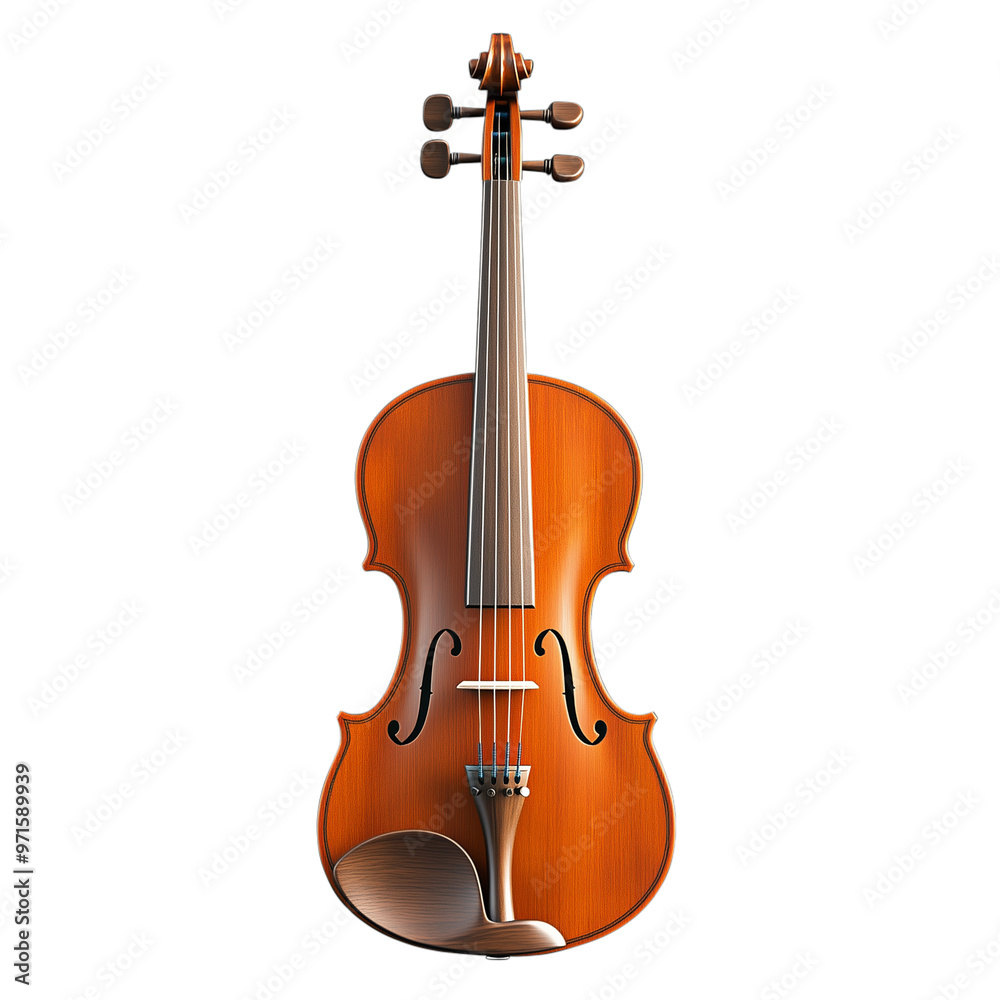 Fototapeta premium Classic wooden violin isolated on transparent background for musicians and classical music lovers