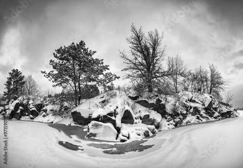 a frozen lake landscape