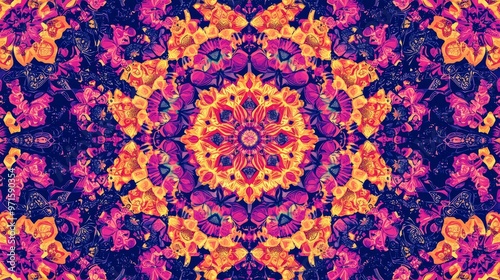 Wallpaper Mural Kaleidoscope of Floral Patterns in Vibrant Hues, Abstract Art, Psychedelic, Mandala Torontodigital.ca