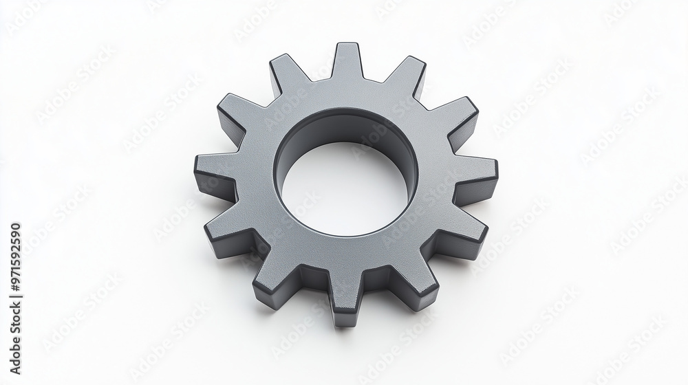 A silver gear on a white background A silver gear on a white background