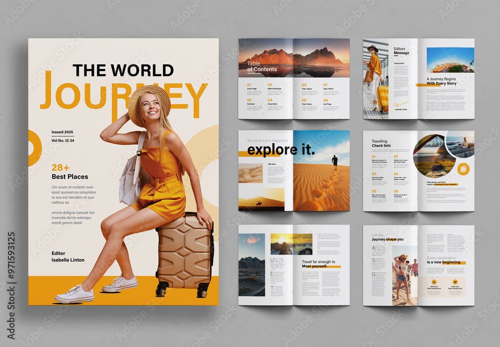 Travel Magazine Layout Stock Template | Adobe Stock