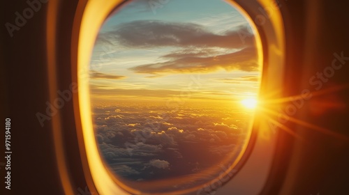 Sunset Through Aircraft Window.