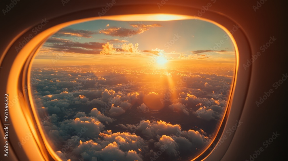 Fototapeta premium Sunset Through Aircraft Window.