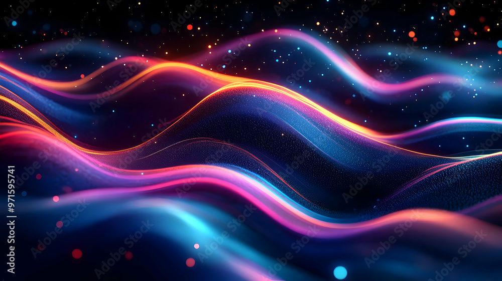 Vibrant waves of light creating an abstract, dynamic visual effect. Vibrant waves of light creating an abstract, dynamic visual effect.