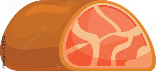 Cartoon illustration of a smoked gammon joint showing the pink marbling texture of the meat