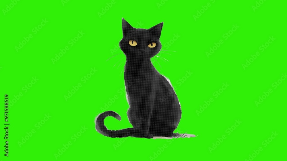 black cat Halloween paperfold stopmotion isolated on green screen black cat Halloween paperfold stopmotion isolated on green screen