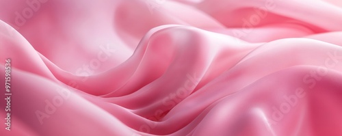 Pink silk fabric flowing creating abstract background