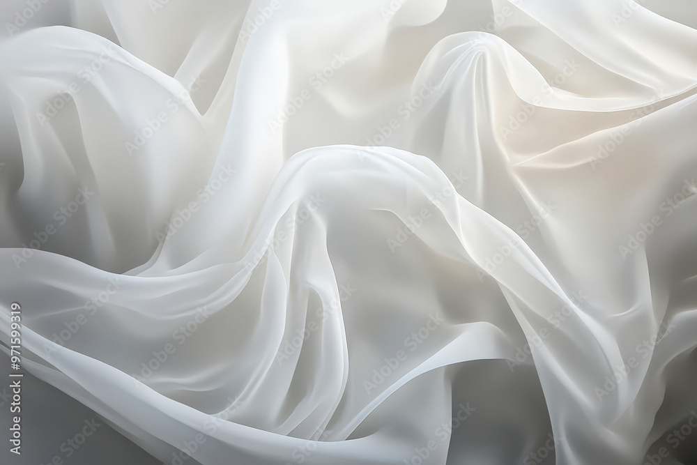 Fototapeta premium flowing sheets fabrics abstract white shapes transparent, wavy resin sheets