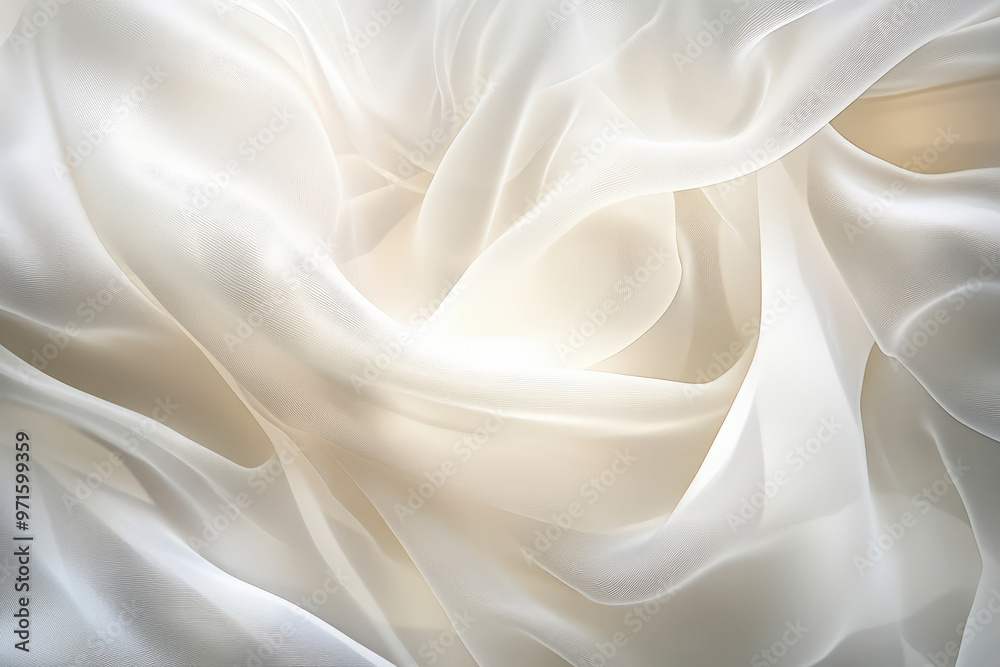 Fototapeta premium flowing sheets fabrics abstract white shapes transparent, wavy resin sheets