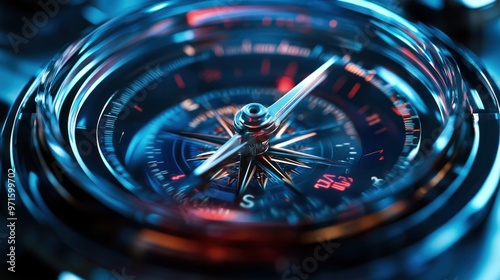 Wallpaper Mural A close-up of a compass showcasing intricate details and a vibrant color scheme. Torontodigital.ca