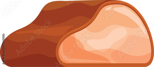 Cartoon icon of appetizing smoked meat loaf piece isolated on white background