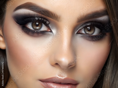 close up portrait of woman, wearing eye makeup