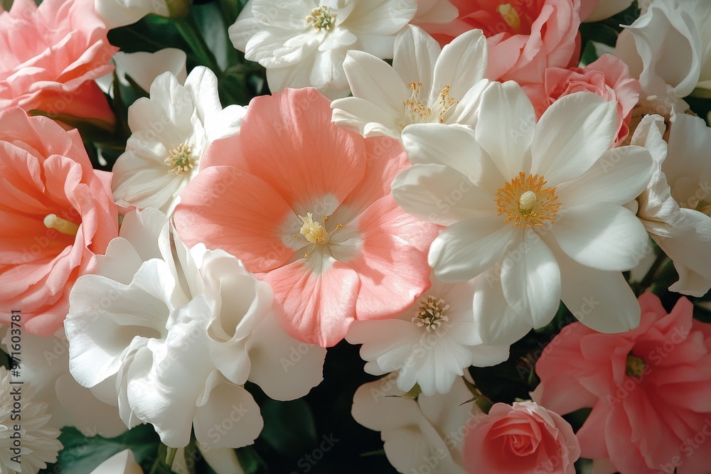 A close-up of a cluster of pink and white flowers, showcasing their soft petals and delicate beauty. These flowers symbolize love, purity, and the ephemeral nature of life. A close-up of a cluster of pink and white flowers, showcasing their soft petals and delicate beauty. These flowers symbolize love, purity, and the ephemeral nature of life.