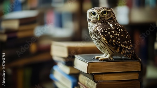 Wallpaper Mural Wise Owl Perched on Books Torontodigital.ca