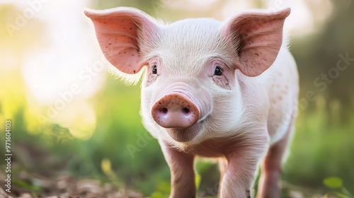 Adorable Piglet in a Lush Meadow